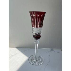 AJKA OLINDA RUBY RED Colored Cut to Clear Crystal Champagne Flute